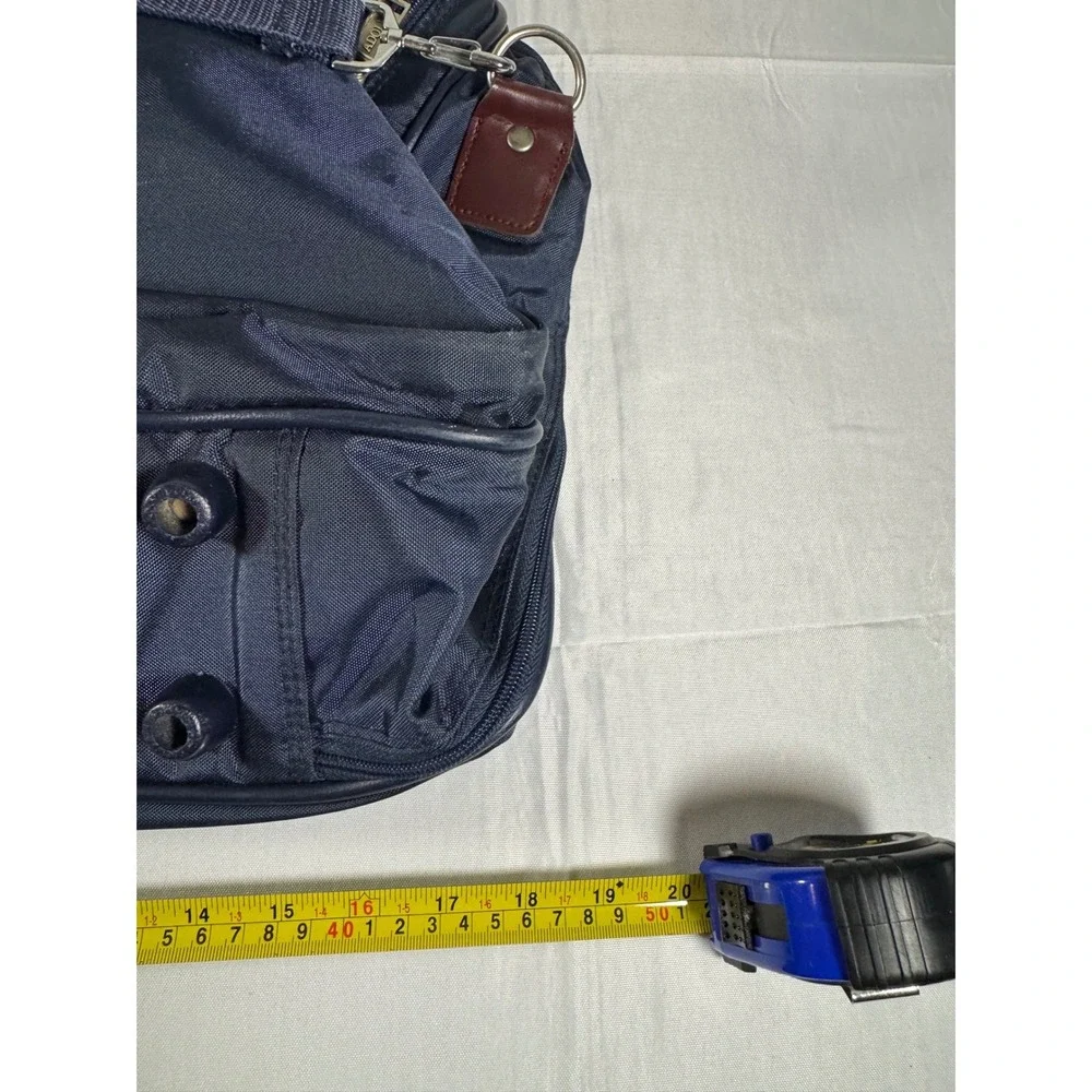 Adolfo Navy Blue Nylon Duffel Travel Gym Bag Weekender Shoulder Strap